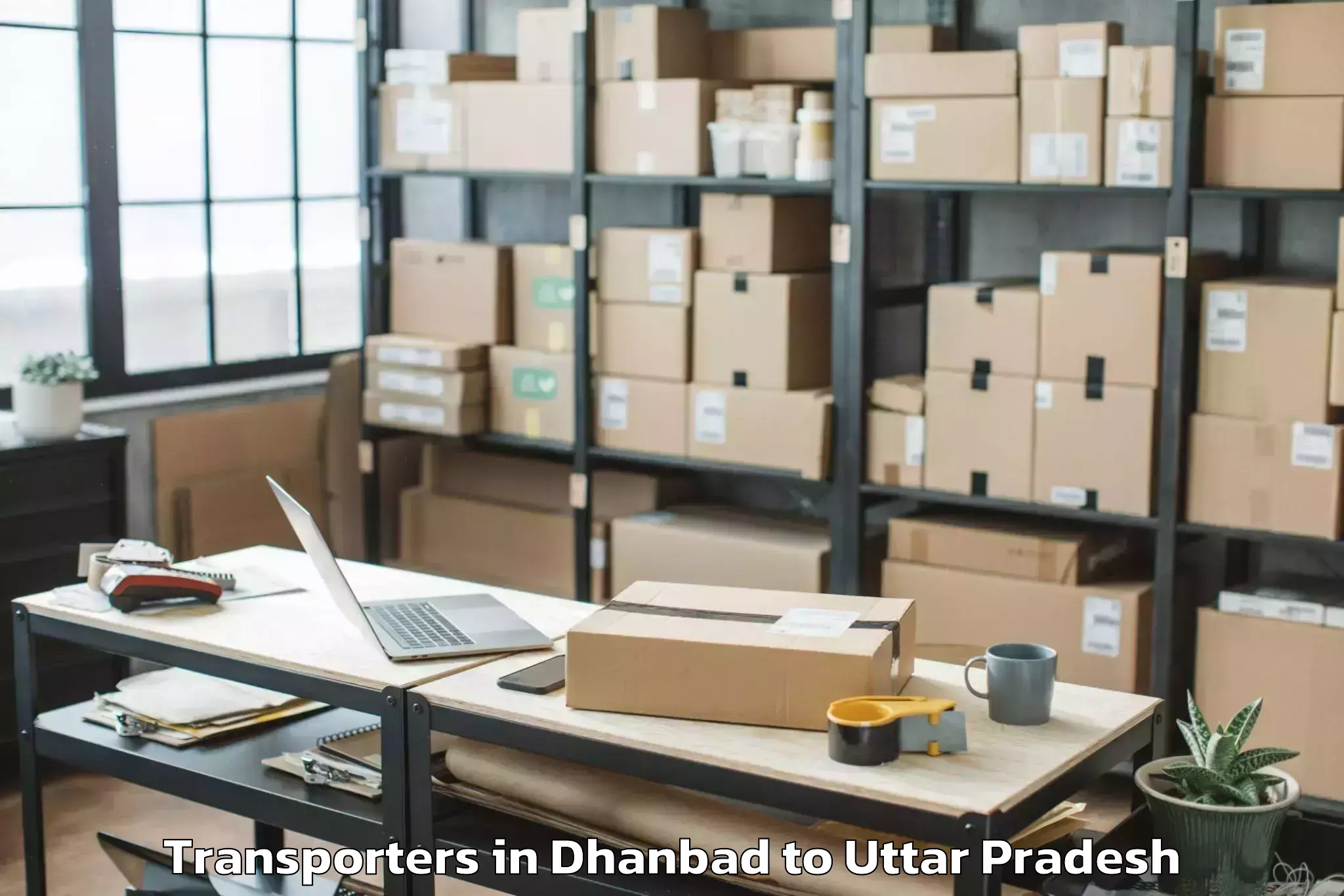 Book Dhanbad to Sasni Transporters Online